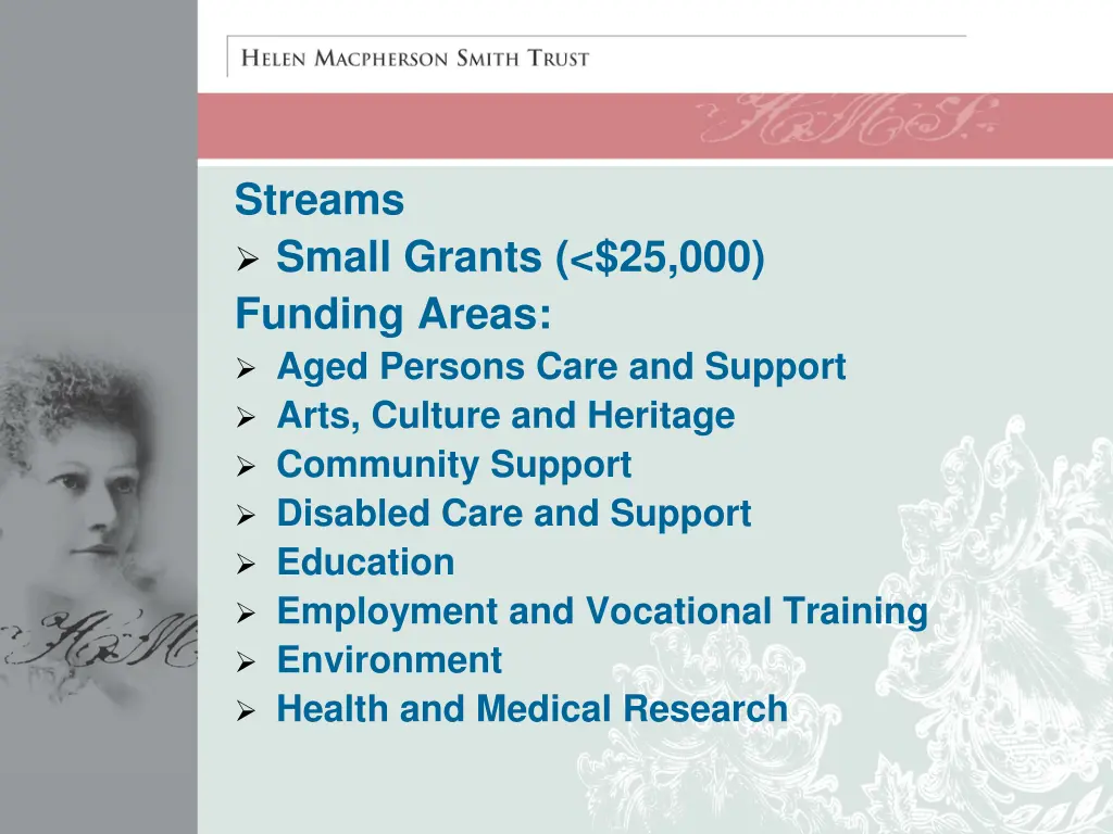 streams small grants 25 000 funding areas aged