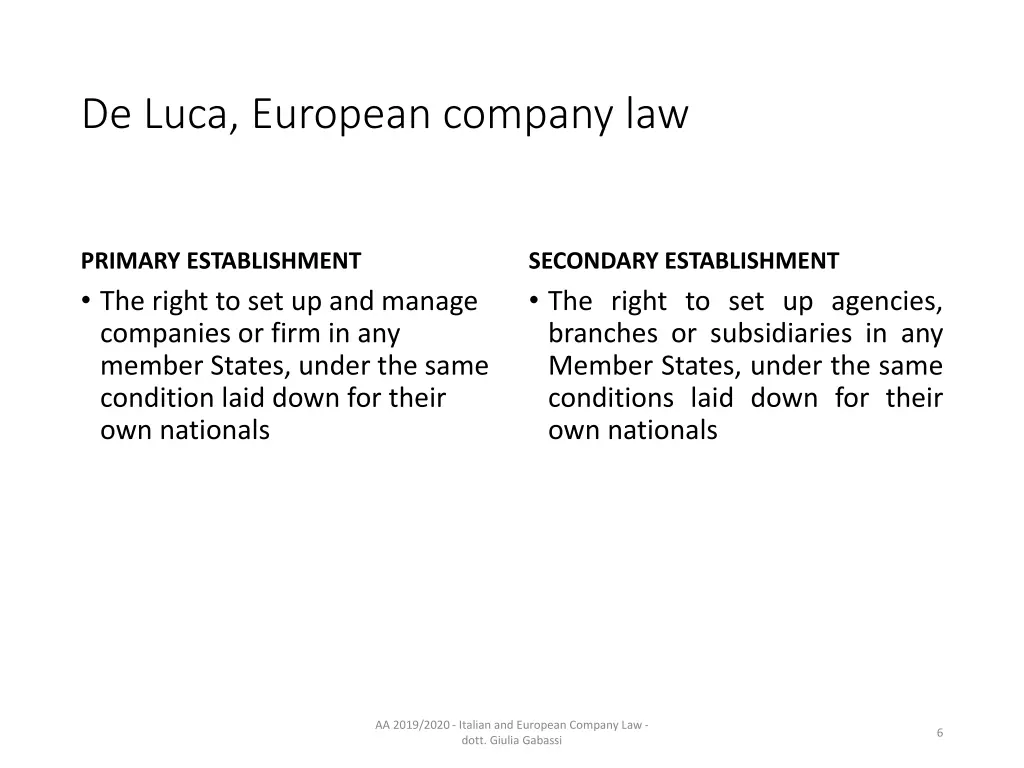de luca european company law