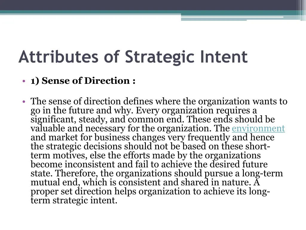 attributes of strategic intent