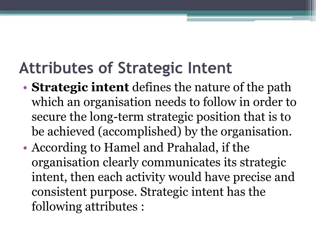 attributes of strategic intent strategic intent