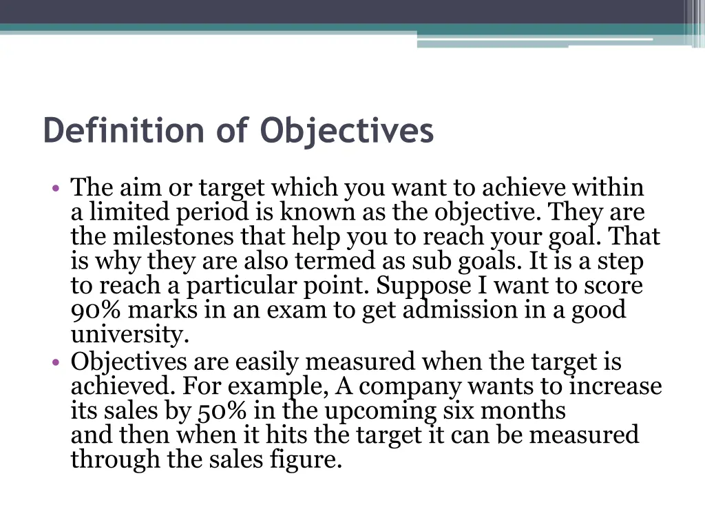 definition of objectives