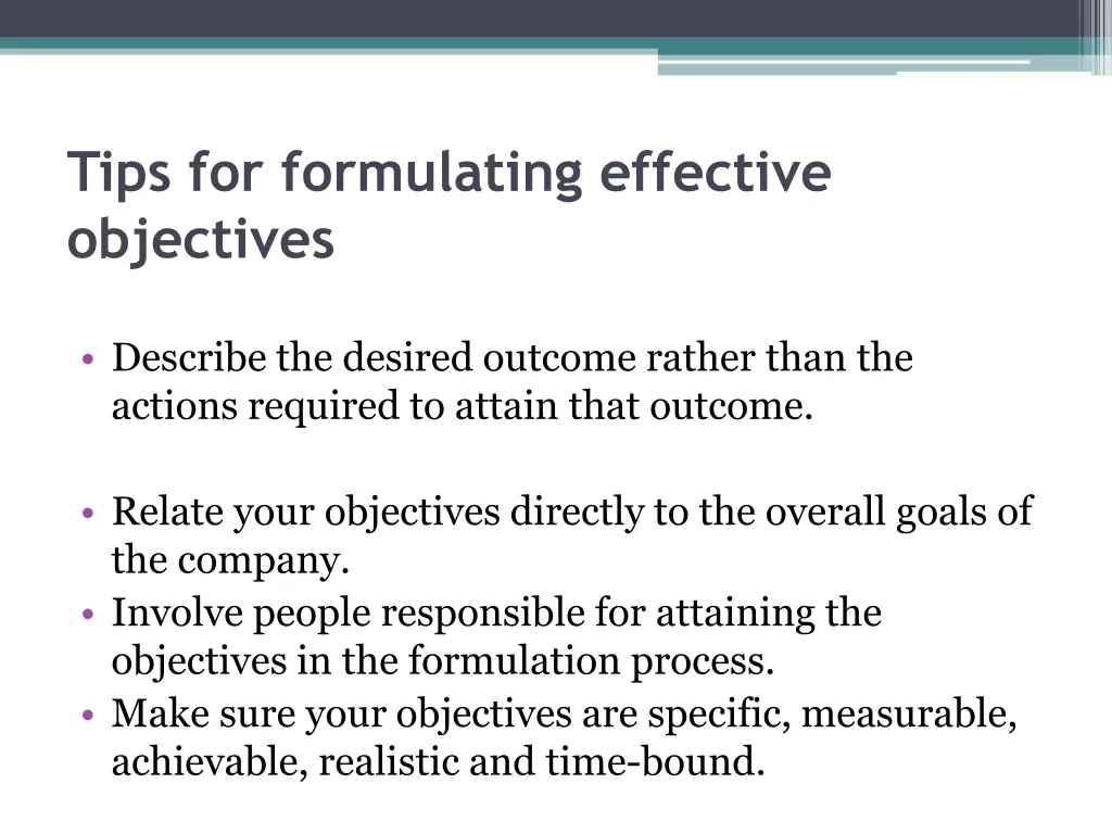 tips for formulating effective objectives