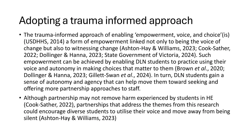 adopting a trauma informed approach