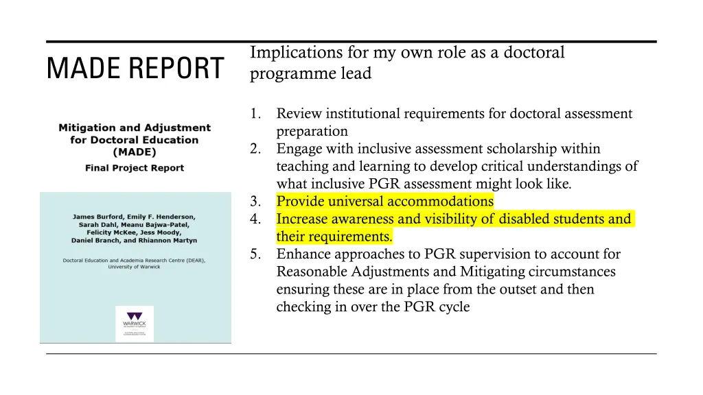 implications for my own role as a doctoral