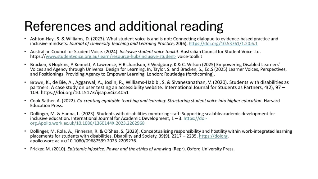 references and additional reading ashton