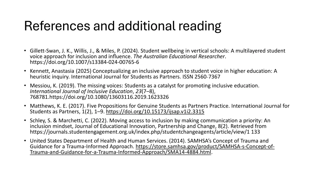 references and additional reading