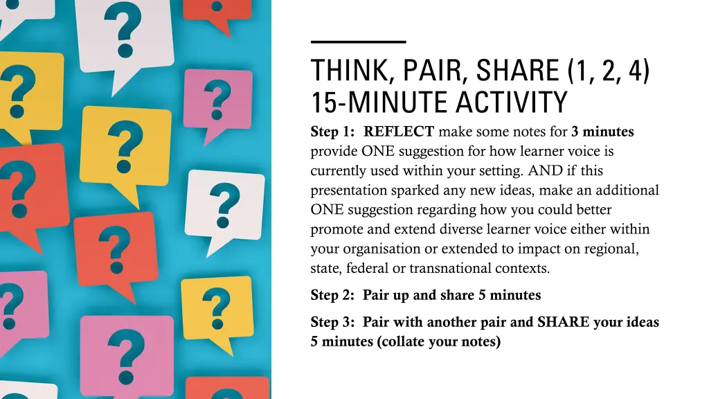 think pair share 1 2 4 15 minute activity step