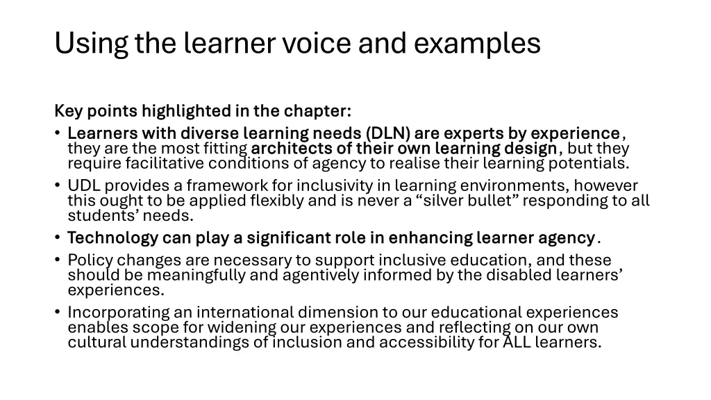 using the learner voice and examples