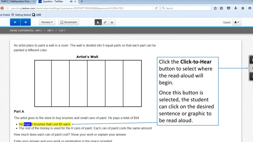 click the click to hear button to select where
