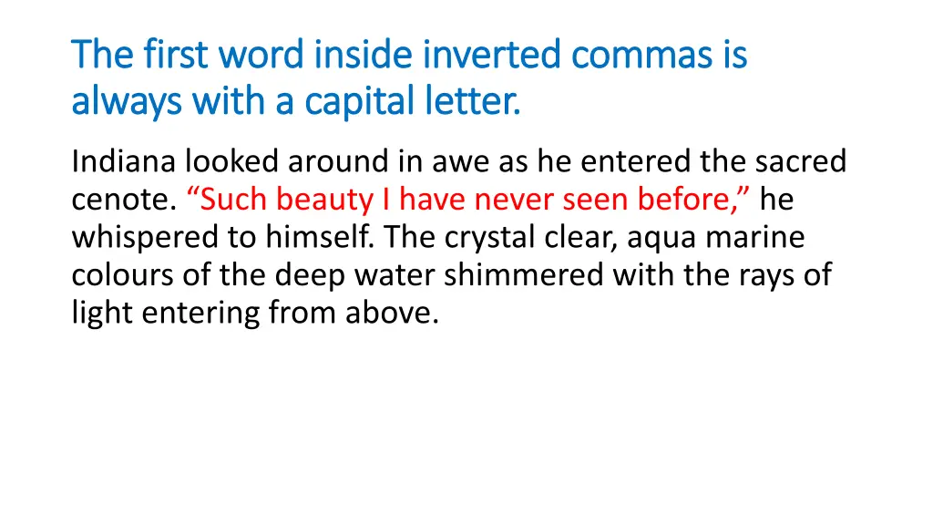 the first word inside inverted commas