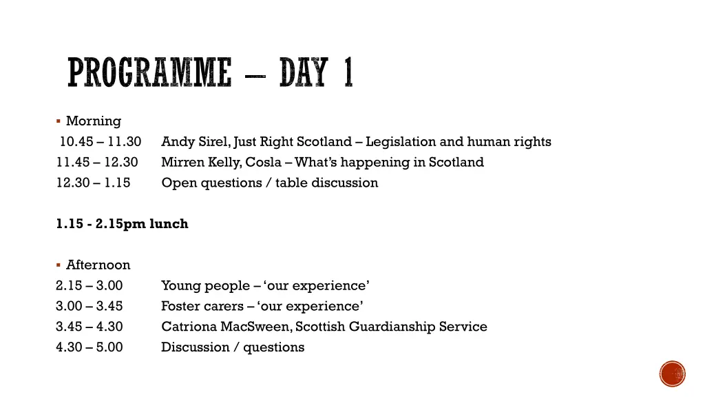 programme day 1