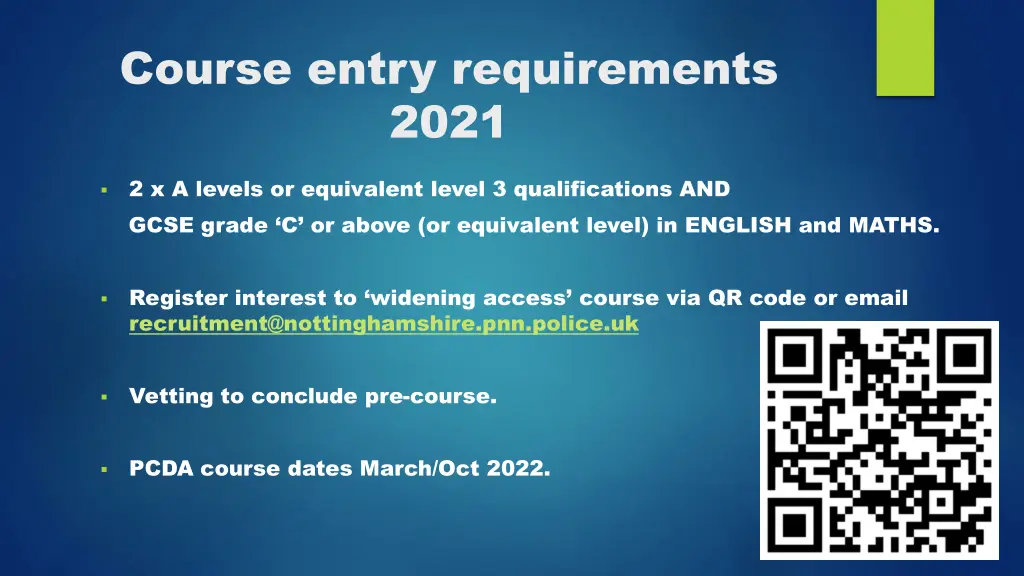 course entry requirements 2021