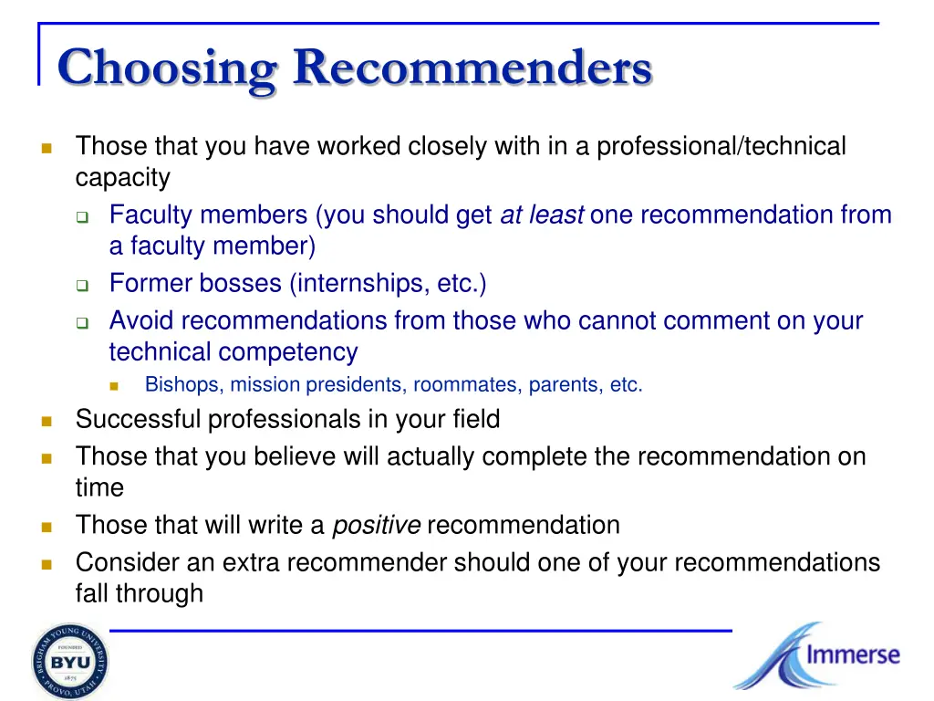 choosing recommenders