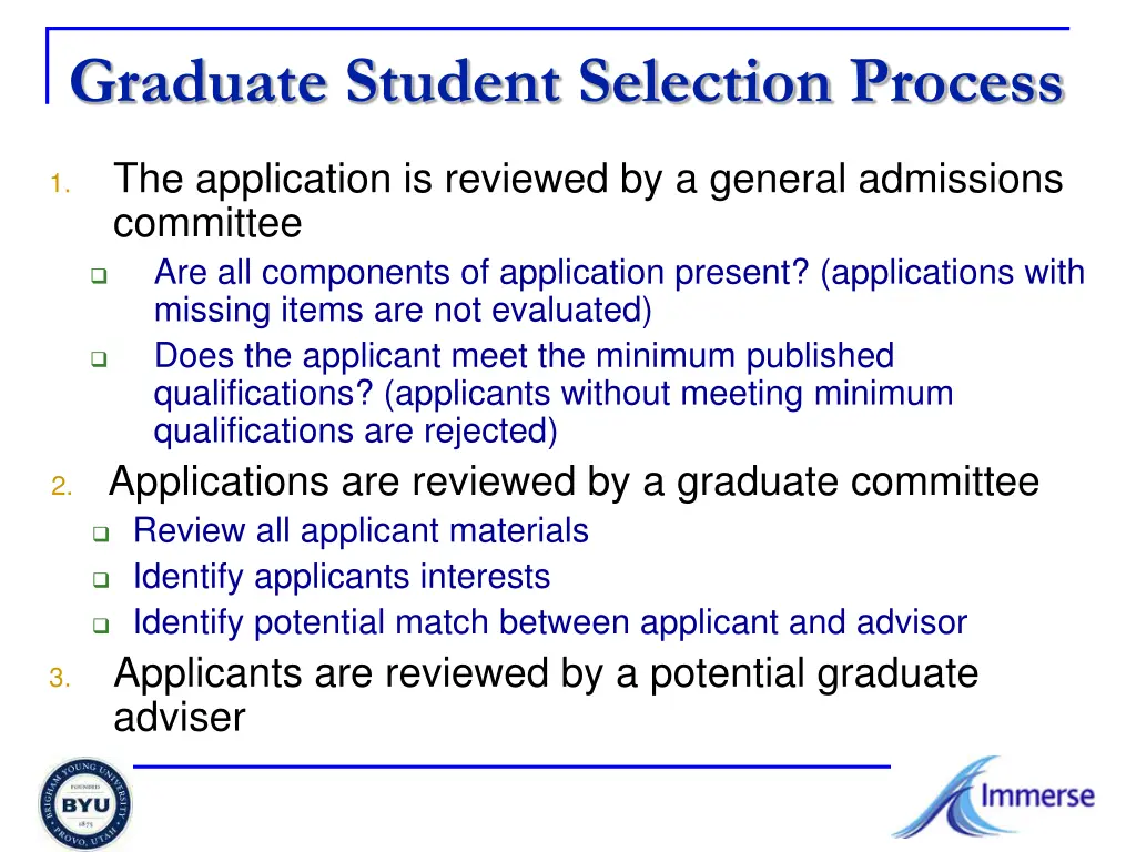 graduate student selection process