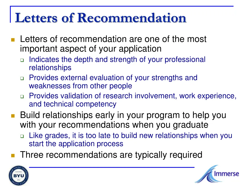 letters of recommendation