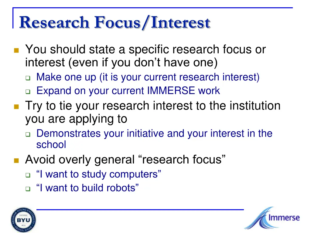research focus interest