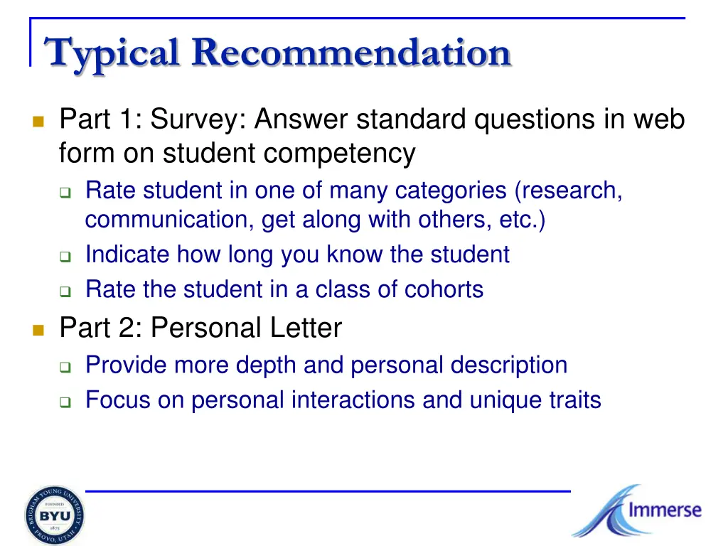 typical recommendation