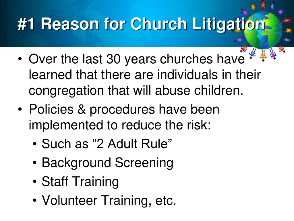 1 reason for church litigation