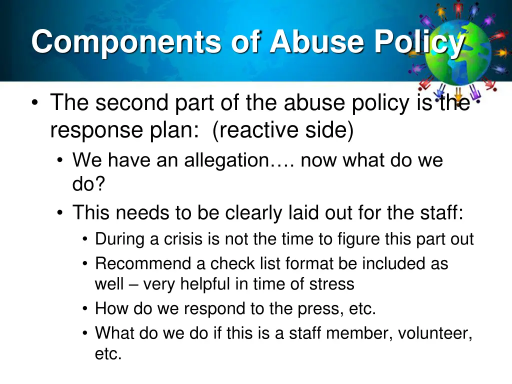 components of abuse policy 1