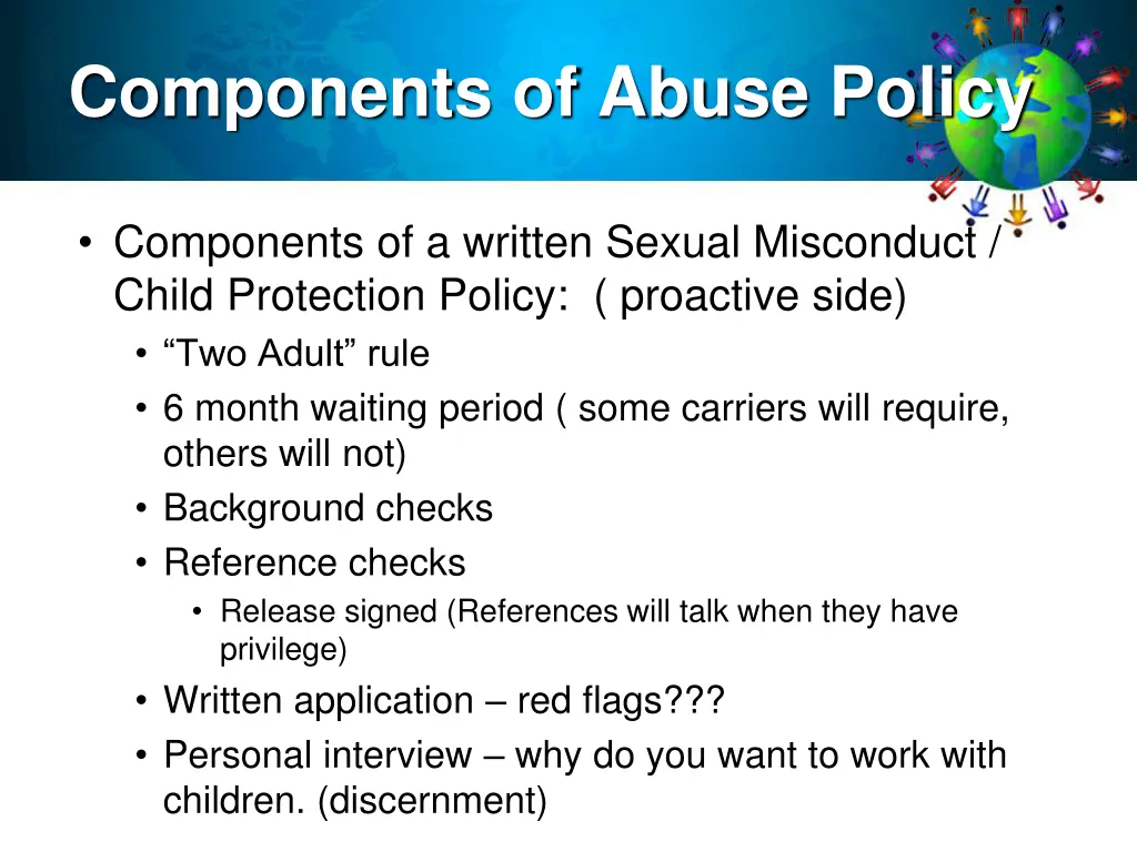 components of abuse policy