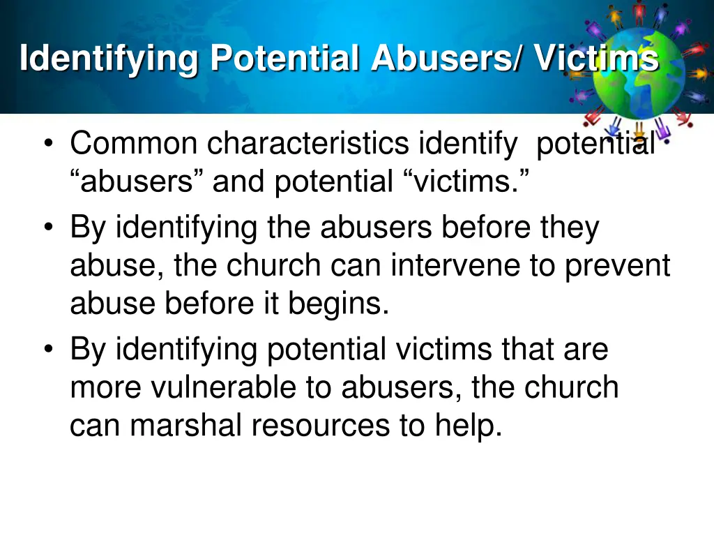 identifying potential abusers victims