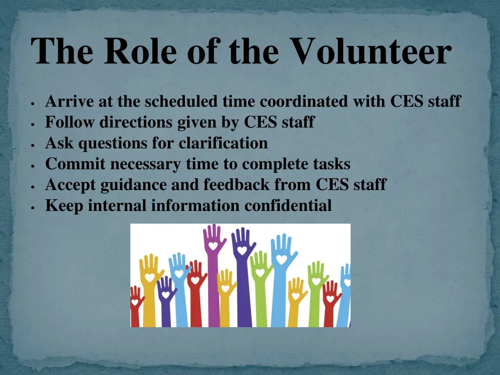 the role of the volunteer
