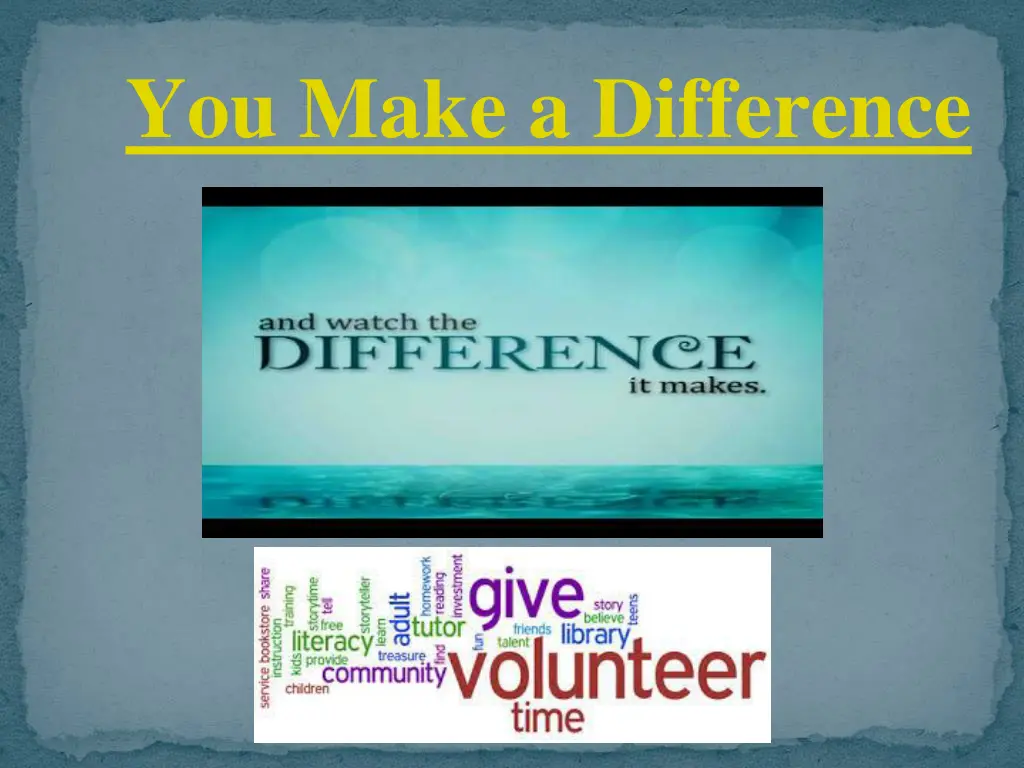 you make a difference
