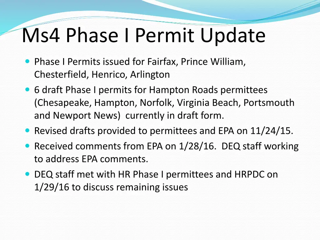 ms4 phase i permit update