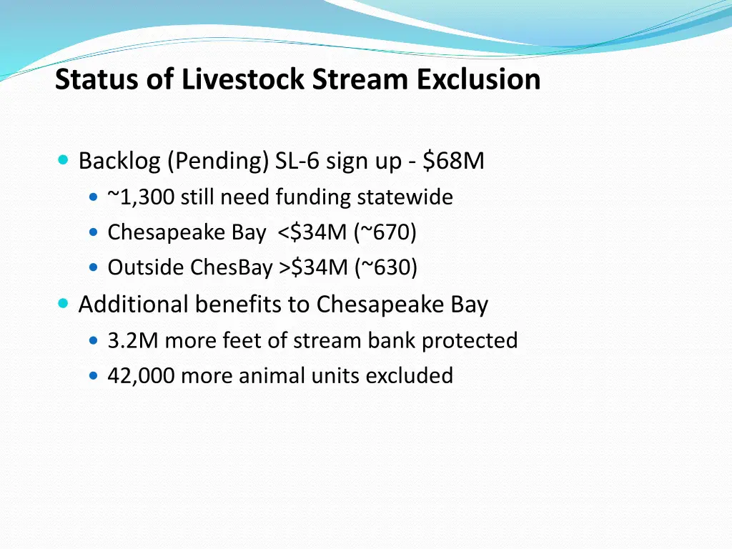 status of livestock stream exclusion