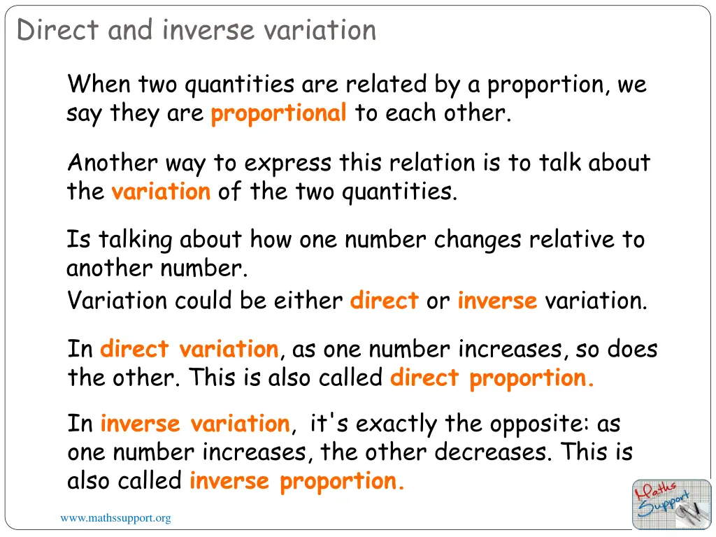 direct and inverse variation