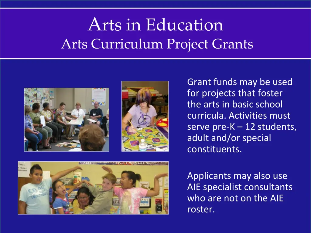 a rts in education arts curriculum project grants