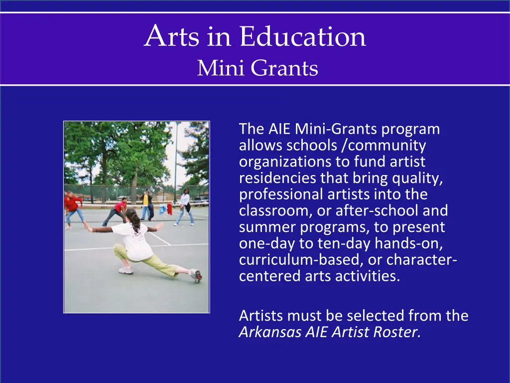 a rts in education mini grants