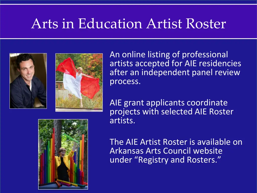 arts in education artist roster