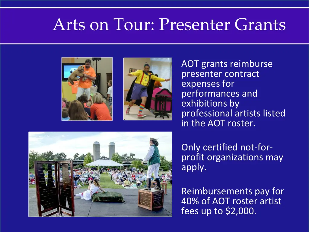 arts on tour presenter grants