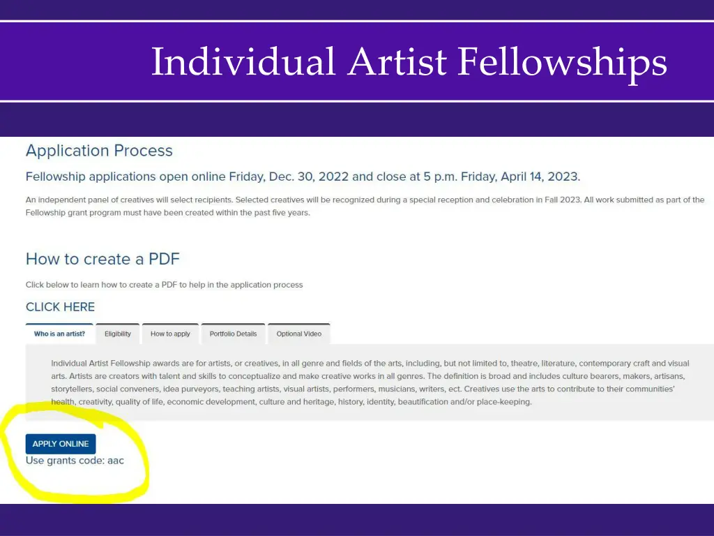 individual artist fellowships 1