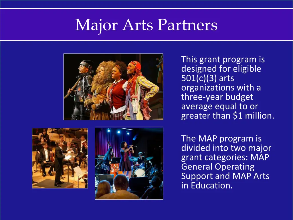 major arts partners