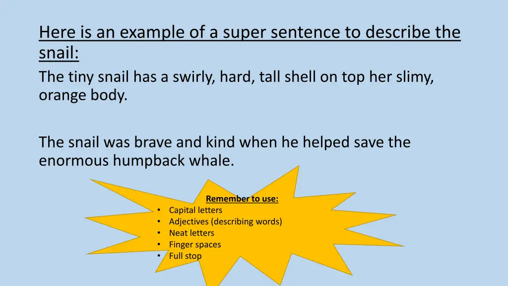 here is an example of a super sentence