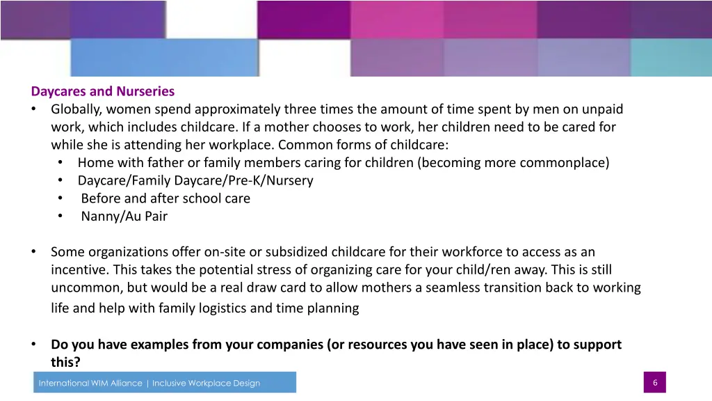 daycares and nurseries globally women spend