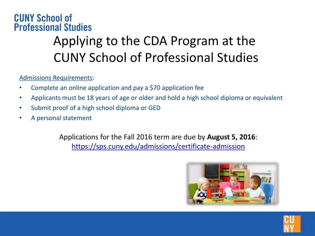 applying to the cda program at the cuny school