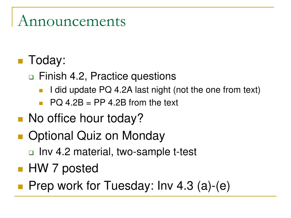 announcements