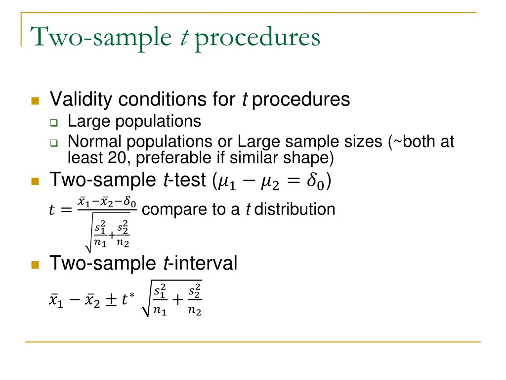 two sample t procedures