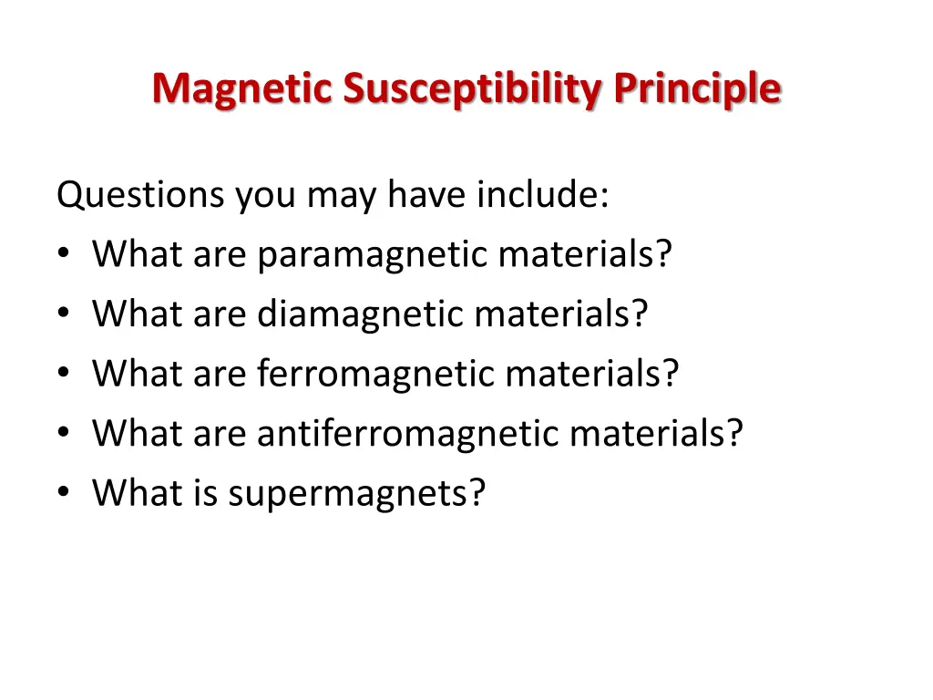 magnetic susceptibility principle