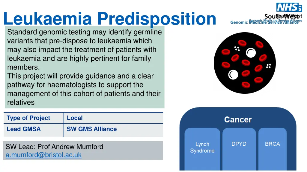 leukaemia predisposition standard genomic testing