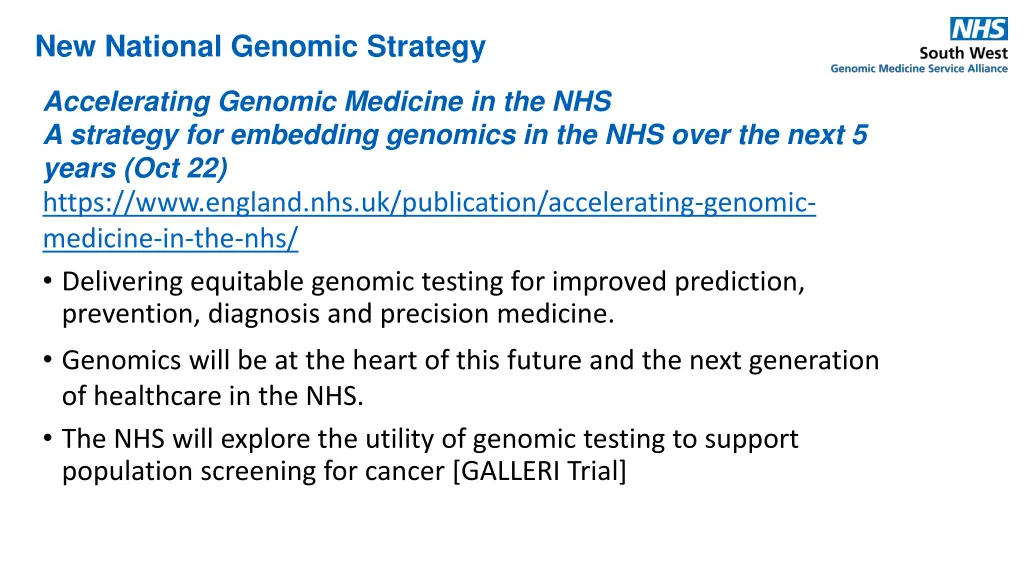 new national genomic strategy
