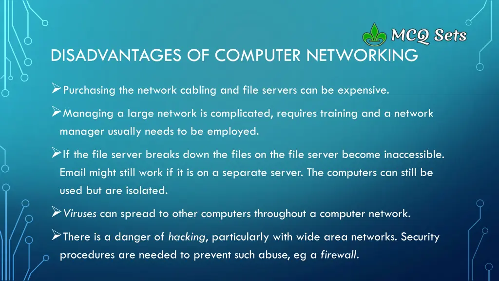 disadvantages of computer networking