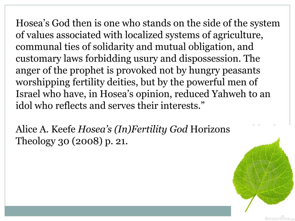 hosea s god then is one who stands on the side