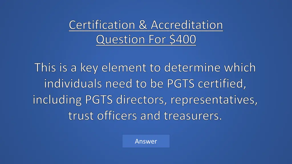 certification accreditation question for 400