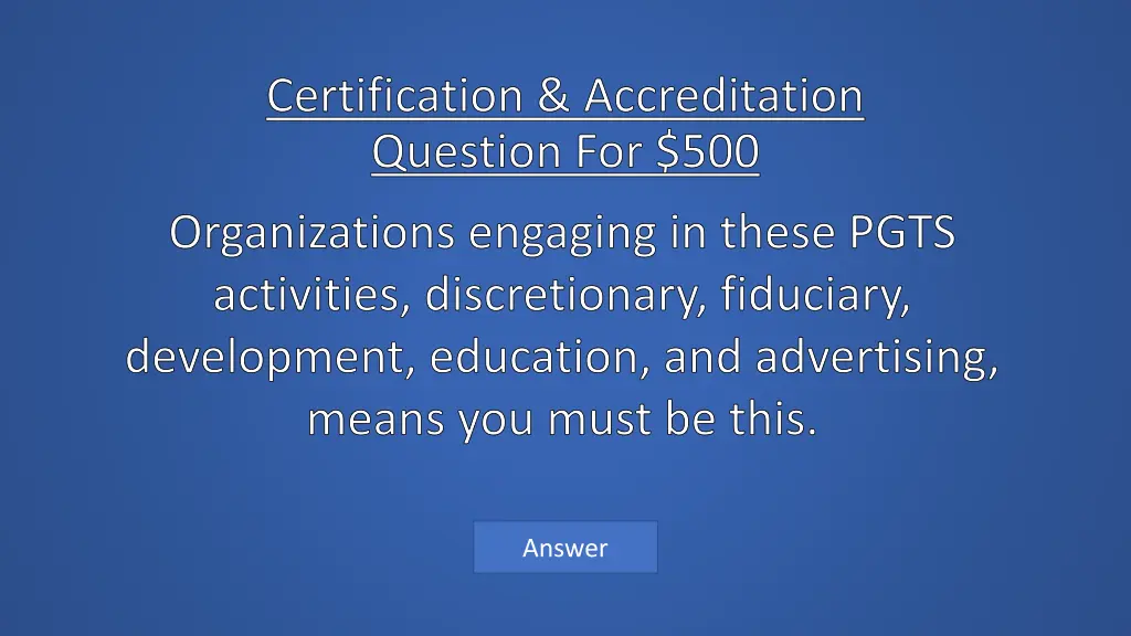 certification accreditation question for 500