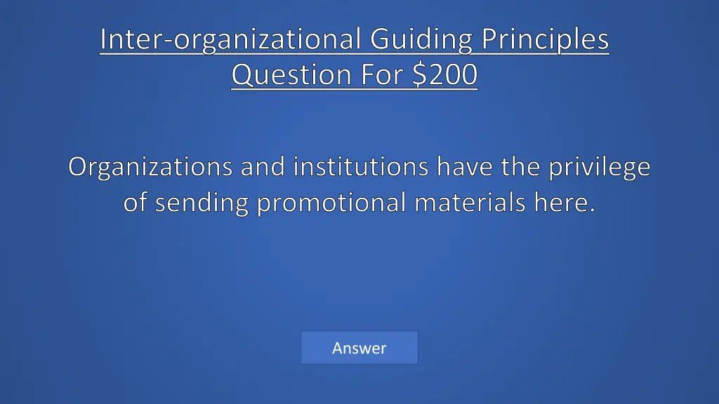 inter organizational guiding principles question 1