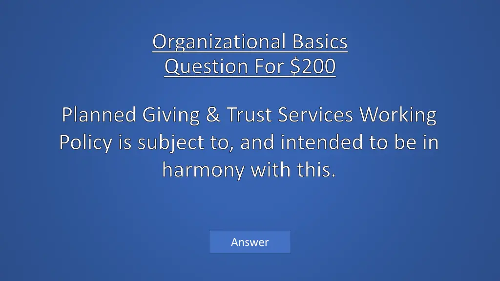 organizational basics question for 200